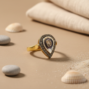 Anillo de Diamantes con Forma de Pera Chapado en Oro para Mujer con Halo, Colección de Anillos de Diamantes Elegantes - Product Image 2