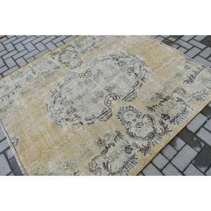 Turkish Area Rug, 5.4x6.1 ft Vintage Rug, <b>Brown</b> Camouflage <b>Wool</b> Rug - Product Image 2