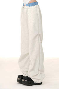 Pantalones de chándal anchos y ligeros para hombre, de corte regular, con cintura elástica y doble cinturón, estilo casual urbano, holgados, tipo pijama, para correr - Product Image 3