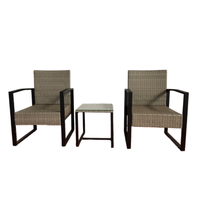 Ensemble de meubles de jardin en rotin moderne - Ensemble de patio en osier 3 pièces pour salon, salle à manger, cour