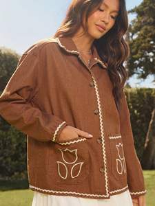 Algodón Suzani Chaquetas DE TRABAJO Bordado indio Hermoso algodón Suzani Abrigo corto para mujer - Product Image 5