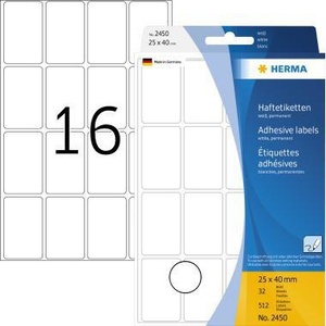 Paquete de 512 Etiquetas de Papel Blanco Universales HERMA de 25 x 40 mm, Cinta Adhesiva de Oficina No Removible - Product Image 1