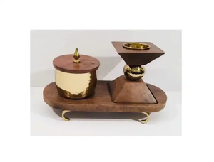 Juego de 3 quemadores Bakhoor de madera y Metal de diseño de lujo, diseño atractivo de Color Natural para decoración para sala de estar hecha a mano - Product Image 2