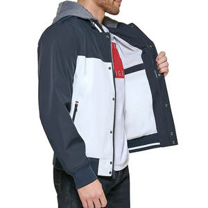Custom Color <b>Canvas</b> Bomber <b>Jacket</b> for <b>Men</b> High Street Style Winter Windbreaker Hood Front Logo OEM Service Waterproof Reversible - Product Image 4