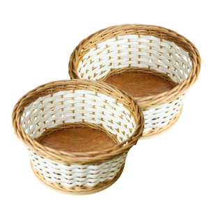 ตะกร้าหวายใส่ขนมปังทำด้วยมือถาดหวายทำด้วยมือพร้อมฐานรองรับไม้ที่แข็งแรง - Product Image 1