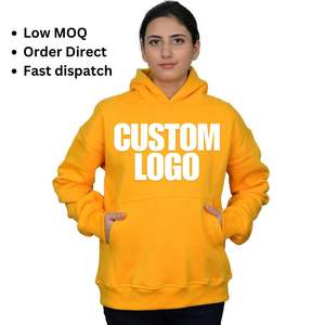 Logo personnalisé jaune femmes sweats à capuche surdimensionnés en coton 400 gsm quantité minimale de commande bas prix compétitif RTS prêt à expédier sérigraphie impression broderie - Product Image 1