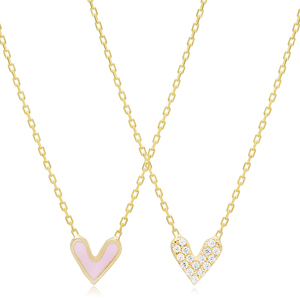 สร้อยคอประดับจี้เงินสองด้านรูปหัวใจเคลือบสีชมพู925ผู้หญิงแฟชั่นเครื่องประดับเงินสเตอร์ลิงเครื่องประดับอย่างดี - Product Image 3