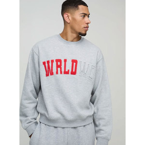 Wholesale oversize hoodie set for men and women plus size custom puff print knitted <b>fabric</b> <b>autumn</b> season streetwear oem - Product Image 1