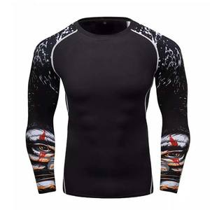 High Quality Customized Men's Rash Guard Long Fitness <b>Apparel</b> with Solid Pattern Printed Cotton Polyester Low Price Custom Logo - Product Image 3