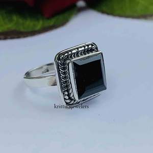 Anillo hecho a mano de Plata de Ley 925 superventas, piedra preciosa de ónix negro Natural, ajuste de bisel de diamante, joyería fina para mujer - Product Image 3