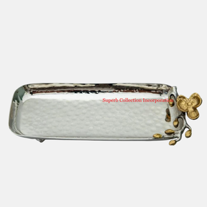 Plateau de service décoratif en acier inoxydable Plateau à biscuits à bords ronds fantastique pour la maison et les centres de villégiature - Product Image 1