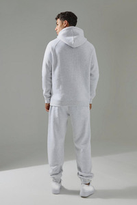 Ensemble Jogging Casual Imprimé Hiver pour Hommes et Femmes, Gris Heather, Poche Kangourou, Sweat à Capuche, Manches Raglan, 100% Coton, Logo Personnalisé - Product Image 2