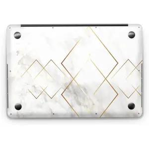 Autocollant pour ordinateur portable en PVC à motif marbre doré, double couche, imperméable, style dessin animé, pour personnaliser votre appareil - Product Image 2