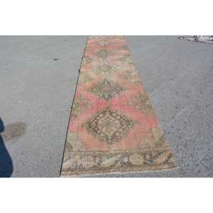 Vintage Red Green Turkish Wool Rug 33' X 12.8' Large Area Rectangle Patchwork Design for Entryway 10mm Latex for Teenagers - Product Image 1