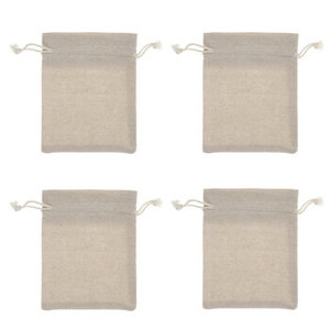 Sac à cordon en toile de coton de couleur naturelle Beige, sac à dos à cordon imperméable à la poussière, sac en toile ordinaire pour cadeaux, sac de gymnastique - Product Image 4