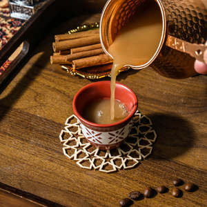 Pots et tasses rustiques arabes, soucoupes à thé en céramique artisanales, collection de poterie de style rustique - Product Image 3