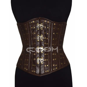 New Design <b>Brown</b> Leather <b>Corset</b> With All Over Studs - Product Image 1