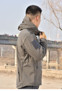 Coupe-vent à capuche en polaire souple extensible dans les 4 sens pour hommes, veste de livraison pour l'entraînement des sports d'hiver, coupe-vent, travail chauffé - Product Image 3