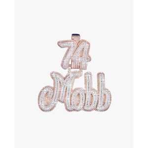 Pendentif Mobb personnalisé en or 14 carats avec moissanite, bijou charme - Product Image 2