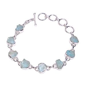 Natural Raw Aquamarine <b>Bracelets</b> Gift for Girl <b>Solid</b> 925 Sterling <b>Silver</b> Wholesale Jewelry Handmade Raw <b>Bracelets</b> - Product Image 1