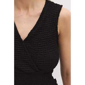 Body Casual con Cuello en V y Pliegues en la Cintura con Logotipo Frontal - Product Image 3