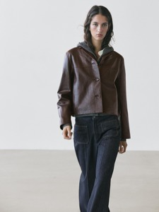 Chaqueta Universitaria de Piel de Oveja Auténtica Marrón Oscuro para Mujer, con Cierre, Estilo Vintage Informal, Ropa de Abrigo de Invierno con Forro de Algodón - Product Image 2