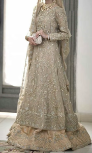 Lehenga-Vestido largo de novia elegante e impresionante, con cuentas de cristal embellecedoras, trabajo de piedra para boda = 2021 - Product Image 3