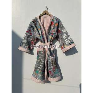 ชุดกิโมโนผ้าควิลท์ผ้าฝ้ายสไตล์วินเทจแบบกลับด้านได้ทำด้วยมือเสื้อแจ็กเก็ตกันธาเสื้อคลุมใส่นอนของผู้หญิง - Product Image 2