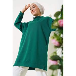 Hauts actifs vert émeraude avec design de tunique à col montant - Product Image 1