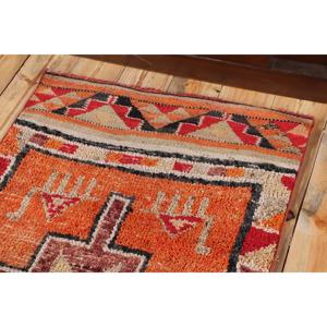 Turkish Vintage Rug, 2.4x8.4 ft <b>Runner</b> Rug, <b>Red</b> Herki Patchwork Rug - Product Image 5