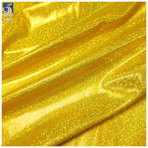 Tela de punto de Lurex elástica brillante con purpurina láser, lámina dorada de Spandex de poliéster personalizada, para vestidos de fiesta - Product Image 3