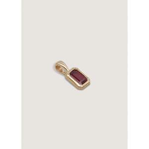 Lyra Handmade <b>Emerald</b> Cut <b>Pendant</b> with Ruby Bezel Set Number Pattern Rose Gold Platinum Charm Religious Style Rhodium Plated - Product Image 3