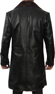 Chaquetas de Cuero Largas de Invierno para Hombre, Abrigo Negro Estilo Gabardina, Diseño Masculino, Manga Larga, Abrigo Formal, Chaqueta de Cuero de Color Negro - Product Image 6