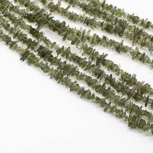 Auténtico collar de cuentas sin cortar de moldavita checa collar de cuentas de 3-5 MM 18 PULGADAS + extensión al por mayor hecho en plata - Product Image 1