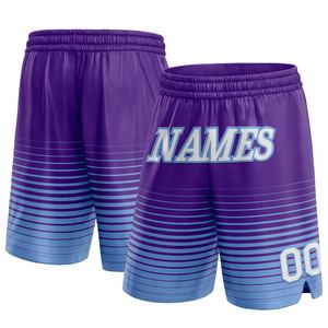 Industrie Direct Engro Sportswear Basketball Shorts Personnalisé Violet Blanc-Bleu Clair Pinstripe Mode Authentique Basketball Shorts - Product Image 1