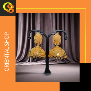 ต่างหูชุดดีไซน์หรูหรา ชุบทอง 22CT สไตล์จุมก้า เครื่องประดับสำหรับผู้หญิง ผลิตโดยผู้ส่งออก - Product Image 3