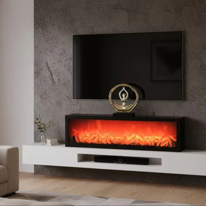 Affichage de flamme électrique ambiant Black Box |   Lumière d'accentuation de cheminée longue et contemporaine |   Cheminée élégante - Product Image 4