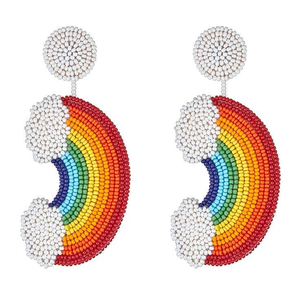 Boucles d'oreilles élégantes en forme de cœur, brodées à la main avec des perles, de qualité supérieure, tendance, dernier cri - Product Image 6