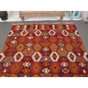 Alfombra Vintage de 4.7x8.1 pies, Alfombra Turca de Lana con Diseño Floral Rojo - Product Image 3