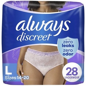 Sous-vêtements d'incontinence pour femmes Always Discreet, taille L, 28 pièces - Product Image 1