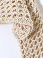 Vente en gros de hauts courts en tricot crocheté à manches longues, dos nu, à motifs floraux vintage, personnalisés, pour femmes, printemps, 100% coton