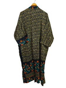 Robe indienne Floral soie Sari Kimono Vintage Sari Robe douce plage Robe de soirée indien fait à la main Kimono en soie - Product Image 5