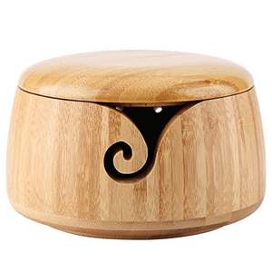 Cuenco de Madera Hecho a Mano de Primera Calidad para Tejer y Hacer Ganchillo |   Portahilos de Madera Natural con Acabado Liso y Ranura Curva - Product Image 1