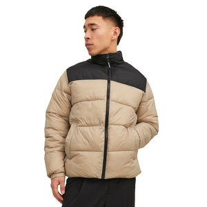 Service OEM, vestes matelassées à col montant noires/couleur chair, fermeture éclair sur le devant, logo, deux poches, vêtements de rue, veste d'hiver chaude pour homme adulte - Product Image 1