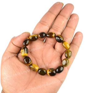 Bracelet en cristal œil de tigre, chargé par un expert Vastu, pierre roulée, bijou de guérison unisexe - Product Image 1