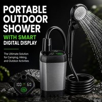 Kit de douche portable d'extérieur - Pompe de douche de camping rechargeable avec affichage numérique, douchette haute pression pour la randonnée