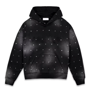 Sweat-shirt à capuche en molleton avec strass pour hommes de haute qualité 100% coton Design de diamant à la mode noire Vente en gros personnalisé Propre Logo - Product Image 4
