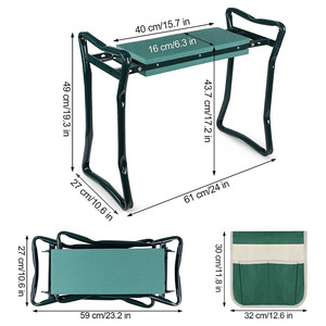Asiento y Taburete Plegable para Jardín, Banco de Jardinería Resistente con Almohadilla de Espuma EVA y Bolsa para Herramientas para Jardinería al Aire Libre - Product Image 2