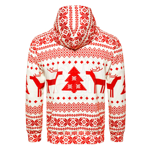 2025 Christmas Hoodie 100% Cotton Full Printed Snowflake Deer Printed Design Knitted Custom Front Character Christmas Hoodie - Product Image 2