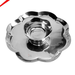 Bol de service et trempette en acier inoxydable en métal fini argenté à haute vente pour hôtel, restaurant et bar - Product Image 1